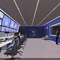 Modern Service Hall Interior With Glass Curtain Wall Elevator Staircase Green Plants And Businessman