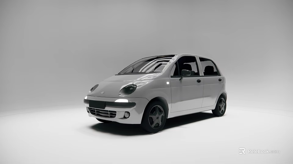 White Compact Hatchback Car With Sleek Exterior And Black Alloy Wheels Design 3d model 