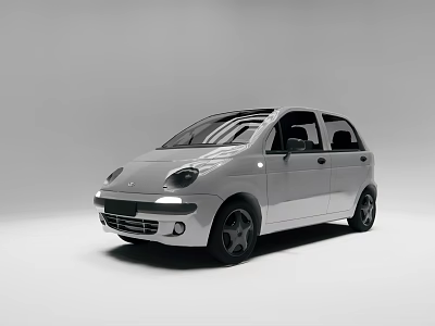 White Compact Hatchback Car With Sleek Exterior And Black Alloy Wheels Design 3d model