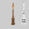 Two Rocket Models With Copper And White Black Striped Design