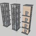 Modern Multi Story Building Structures With Glass Facades And Concrete Frames 3d model