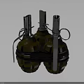 Military Weapon Hand Grenades Design With Metal Safety Pins And Textured Explosive Shells