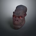 Dark Colored Gorilla Head 3D Model With Red Glowing Eyes Realistic Render Design 3d model
