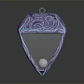 Iridescent Diamond Shaped Hanging Ornament With Swirl Pattern And Internal Sphere