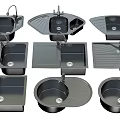 Various Kitchen Sink Designs With Drainboard Single And Double Bowl Options 3d model