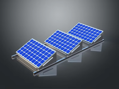 Solar Panels Array Installation With Blue Photovoltaic Cells For Renewable Energy 3d model