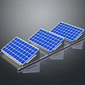 Solar Panels Array Installation With Blue Photovoltaic Cells For Renewable Energy