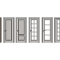Modern Light Gray Hinged Doors With Solid And Glass Panel Designs For Home Interior 3d model