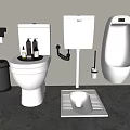 Clean Modern Toilet In Bathroom With Toiletries Toilet Paper Holder And Trash Can