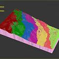 3D Natural Landscape Model With Rolling Mountains and Green Vegetation Areas