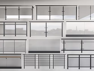 Modern glass railing glass guardrail glass fence 3d model