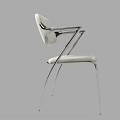 Sleek Modern White Accent Chair With Chrome Metal Frame And Upholstered Seat