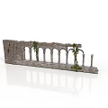 Stone Arcade Model Featuring Ancient Architecture Style Green Vines And Reflection On White Background 3d model