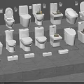 White Toilets In Various Styles Displayed In Modern Bathroom Showroom
