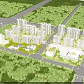 Aerial View Planning of Modern Residential Community With Green Spaces and Building Layout