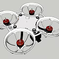 Quadcopter Drone With White Body Four Propellers And Red Centers 3d model