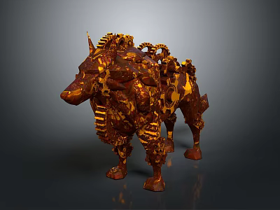 Mechanical Boar Creature With Intricate Orange Brown Gear Design 3D Render 3d model