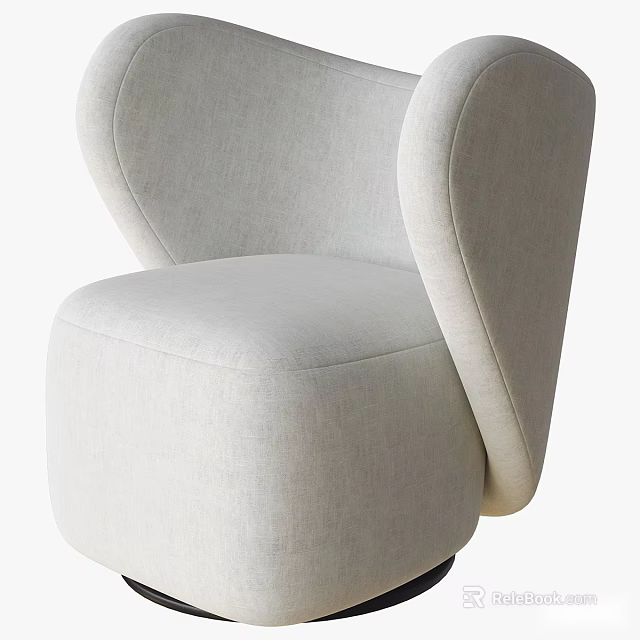 Light Gray Fabric Single Seater Sofa With Curved Armrests Modern Design 3d model