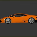 Orange Lamborghini Sports Car With Sleek Body Black Roof And White Wheels