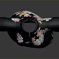 Black Cheongsam With Short Sleeves Stand Collar And Pink White Floral Embroidery