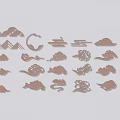 New Chinese style carved cloud pattern landscape 3d model