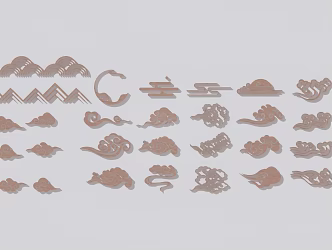 New Chinese style carved cloud pattern landscape 3d model