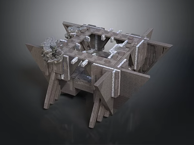 Complex Structural Model With Interconnected Frames Support Beams And Geometric Shapes 3d model