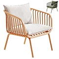Modern Outdoor Chair With Wooden Frame Armrests And Light Colored Cushion