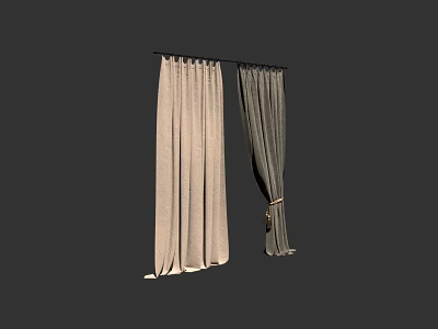 Elegant Light And Dark Curtain Panels For Modern Home Interior Decoration 3d model