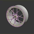 Silver Car Tire With Alloy Wheel Spoke Design Smooth Surface And Reflective Shine