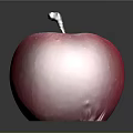 Shiny Red Apple With White Speckles And Brown Stem On Dark Background With Reflection