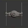 Detailed TIE Fighter Scale Model With Angular Wings And Metallic Engine Parts