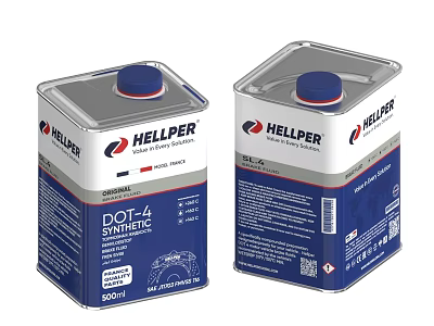 HELPER DOT4 Synthetic Brake Fluid Industrial Equipment 500ml Canisters with Labels 3d model