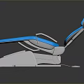 Blue Cushioned Dental Chair With White Base And Adjustable Features
