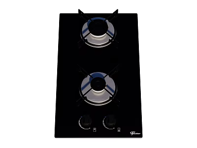 Black Two Burner Kitchen Gas Stove With Control Knobs And Modern Design 3d model