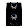 Black Two Burner Kitchen Gas Stove With Control Knobs And Modern Design