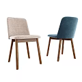 Modern Dining Chairs With Beige And Blue Fabric Seats Wooden Legs Design Blueprint