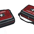 Red First Aid Kits With White Cross Symbol And First Aid Text For Medical Use