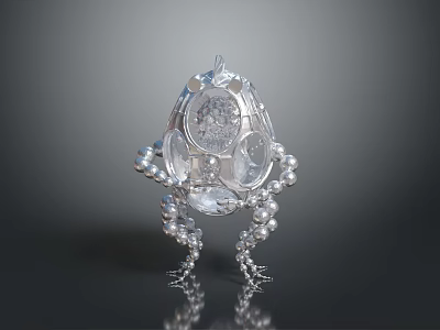 Elegant Silver Clothing Accessory Adorned With Pearl Beads And Crystal Accents 3d model