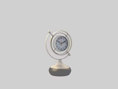 Modern Desktop Clock With Metal Frame White Dial And Black Hands 3d model