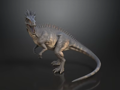 Realistic Spiked Head Dinosaur With Dorsal Spines Open Mouth Standing Pose 3d model