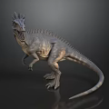 Realistic Spiked Head Dinosaur With Dorsal Spines Open Mouth Standing Pose