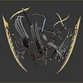 Various Medieval Weapons Collection Featuring Scimitars Swords And Blades In Circular 3d model