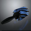 Durable Brush With Black Handle And Blue Bristles On Gray Background