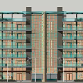 Modern Hotel Building Exterior With Glass Curtain Wall Balconies And Greenery