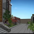 Two Story Detached Villa With Black Tiles Roof Parking Space Green Lawn And Swimming Pool