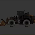 Rusty Industrial Loader With Large Bucket And Big Tires On Dark Background