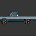 Classic Blue And White Pickup Truck With Retro Design And Chrome Details