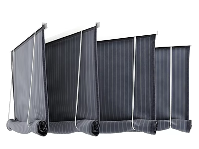 Gray Roller Window Blinds With Stripe Design For Home Use Different Sizes 3d model