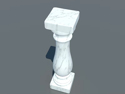 White Marble Decorative Column With Square Top And Cylindrical Body Texture 3d model
